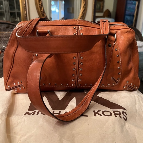 Michael Kors Astor Studded Leather Duffle Bag - Picture 1 of 10
